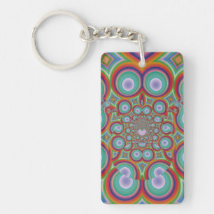 Rainbow Psychedelic Optical Abstract Art Key Ring