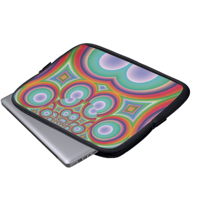 Rainbow Psychedelic Optical Abstract Art Laptop Sleeve (Front Bottom)