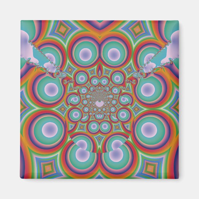 Rainbow Psychedelic Optical Abstract Art Magnet (Front)
