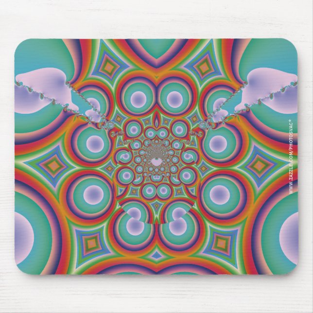 Rainbow Psychedelic Optical Abstract Art Mouse Pad (Front)