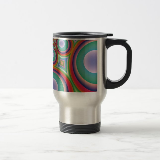 Rainbow Psychedelic Optical Abstract Art Travel Mug (Right)