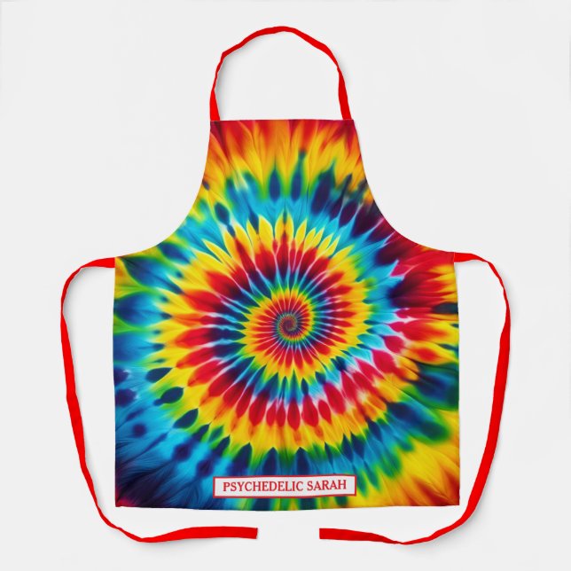 Rainbow Psychedelic Tie-Dye Apron (Front)
