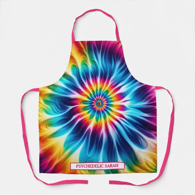 Rainbow Psychedelic Tie-Dye Apron (Front)