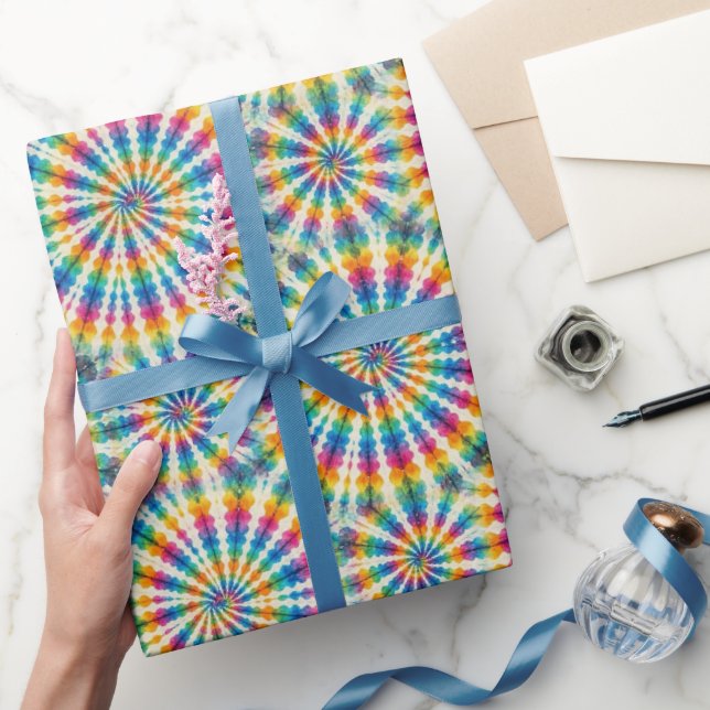 Rainbow Psychedelic Tie Dye Wrapping Paper (Gifting)