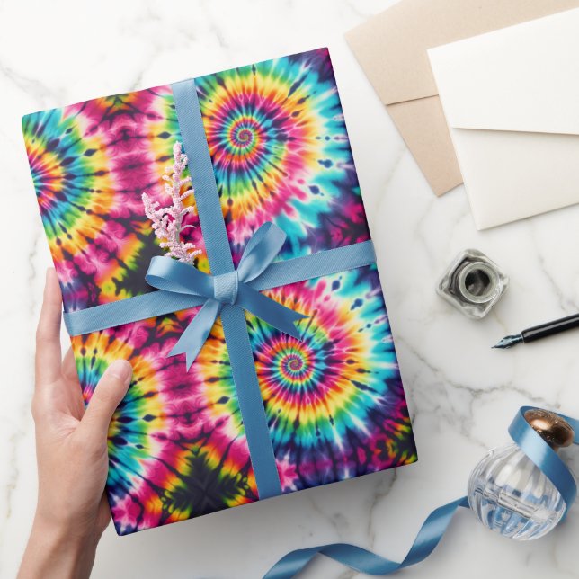 Rainbow Psychedelic Tie Dye Wrapping Paper (Gifting)