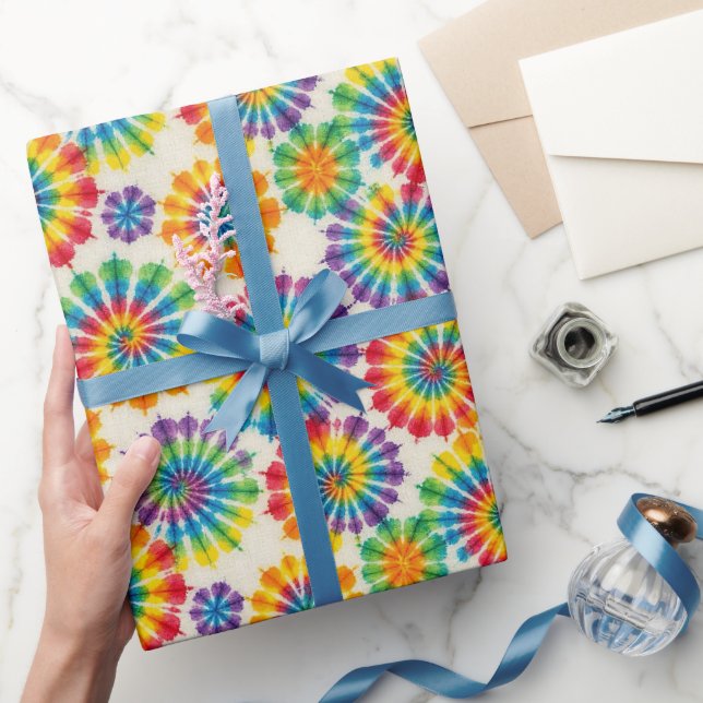 Rainbow Psychedelic Tie Dye Wrapping Paper (Gifting)