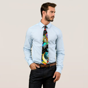 Rainbow Psychedelic Train Vibrant Colourful Patter Tie