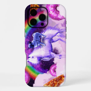 Rainbow pug in space riding a unicorn iPhone 16 pro max case