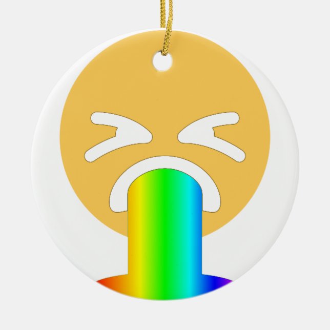rainbow puke emoji ceramic tree decoration (Front)