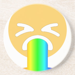 rainbow puke emoji coaster