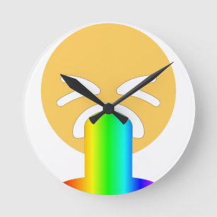 rainbow puke emoji round clock