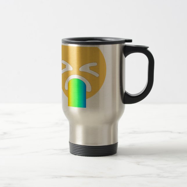 rainbow puke emoji travel mug (Right)