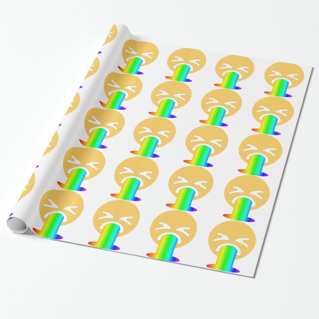 rainbow puke emoji wrapping paper (Unrolled)