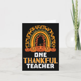Rainbow Pumpkin One Thankful Teacher Fall Thanksgi Card