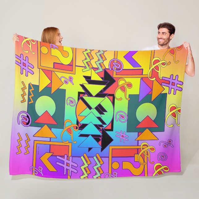 Rainbow Punctuation + Symbols Fleece Blanket (In Situ)