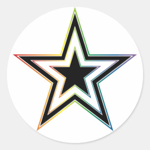 rainbow punk star. classic round sticker