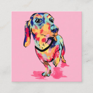 Rainbow Pup Square Business Card