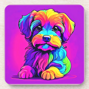 Rainbow Puppy Artwork Coaster