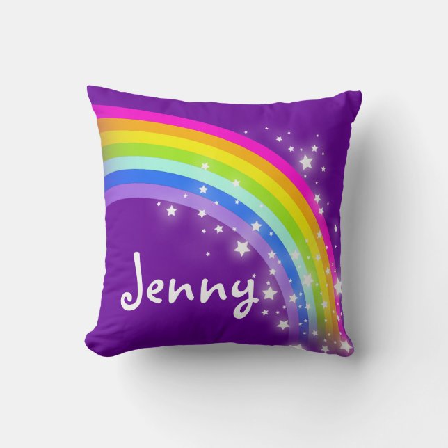 rainbow purple girls name Jenny cushion pillow (Front)