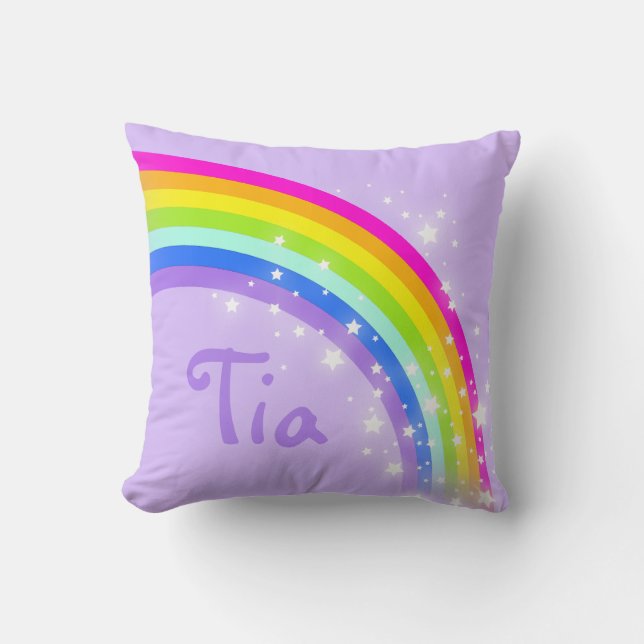 rainbow purple - girls name short pillow (Front)