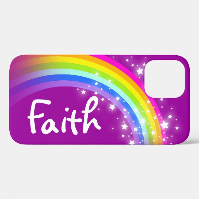 Rainbow purple personalised name iphone case (Back (Horizontal))