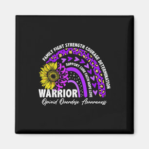 Rainbow Purple Ribbon Opioid Overdose Awareness  Magnet