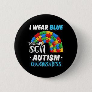 Rainbow Puzzle Autism I Wear Blue For Son Autism A 6 Cm Round Badge