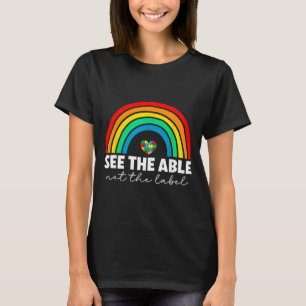Rainbow Puzzle Heart See The Able Not The Label T-Shirt