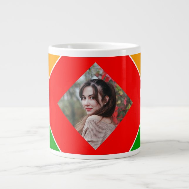 Rainbow Puzzle Letter X Monogram Large Coffee Mug (Front)