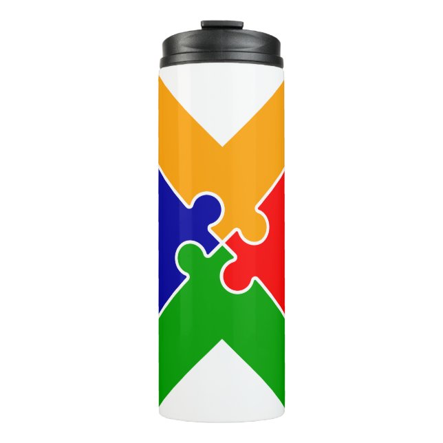Rainbow Puzzle Letter X Monogram Thermal Tumbler (Front)