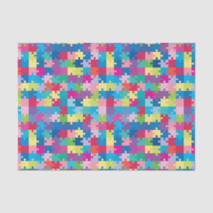 Rainbow Puzzle Pattern Autism Awareness Tissue Paper