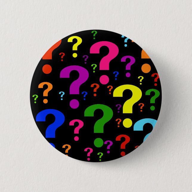 Rainbow Question Marks 6 Cm Round Badge (Front)