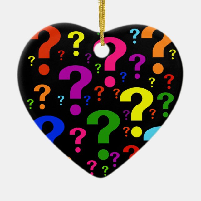 Rainbow Question Marks Ceramic Tree Decoration (Front)