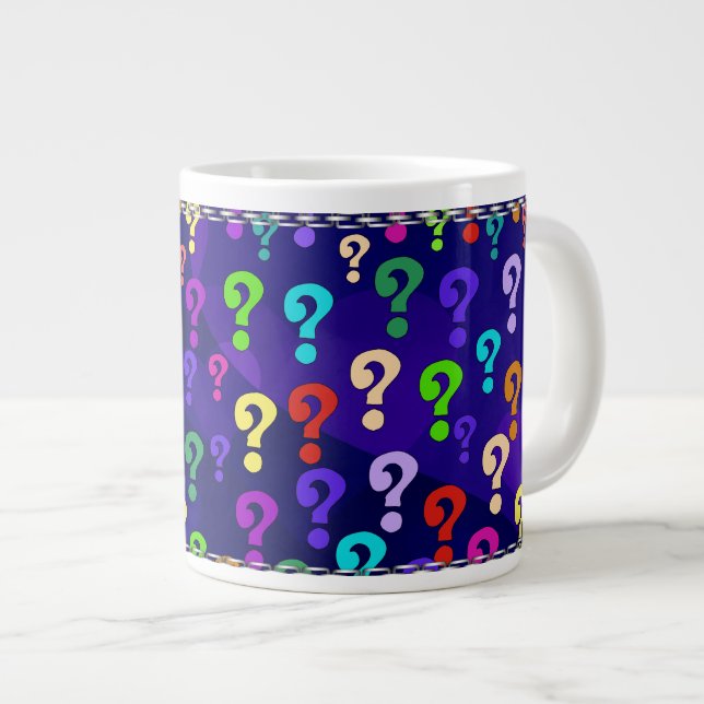 Rainbow Question Marks Large Coffee Mug (Front Right)