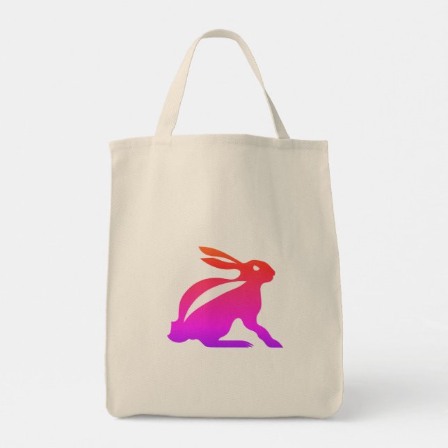 Rainbow rabbit logo tote bag (Back)