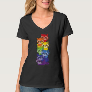 Rainbow Raccoons Cute Animals Colorful Raccoon T-Shirt