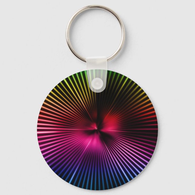 Rainbow Radial Burst Abstract Key Ring (Front)