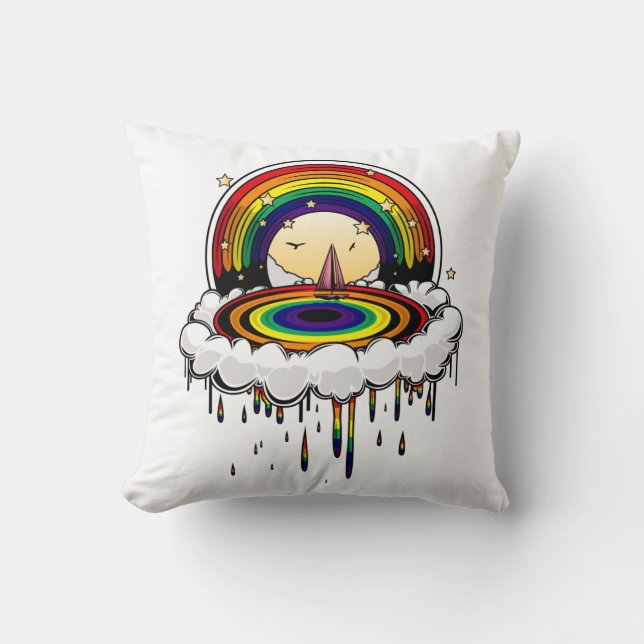 Rainbow Rain Cushion (Front)