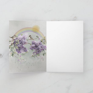 Rainbow Rain Sparrows Greeting Card