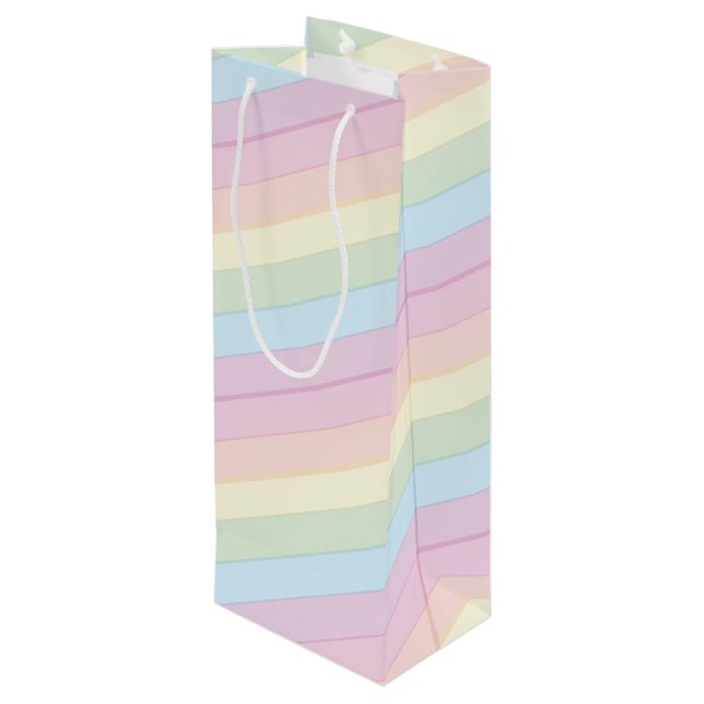 Rainbow Raindrop Baby Shower Sprinkle Wine Gift Bag (Back Angled)