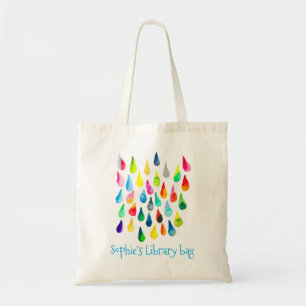 Rainbow raindrops reading kid's library Tote Bag