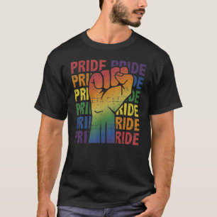 Rainbow Raised Fist Gay Pride Flag Support Resist T-Shirt