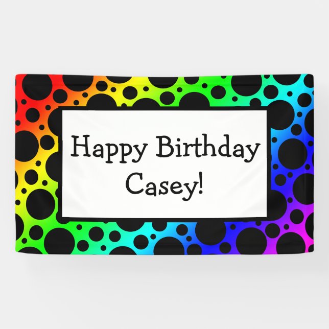 Rainbow Random Polka Dots (Customisable!) Banner (Horizontal)