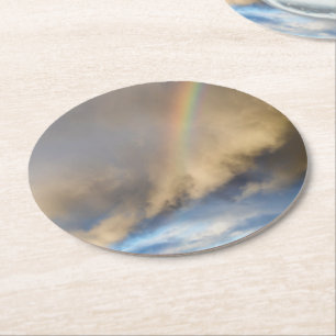 rainbow rebellion round paper coaster