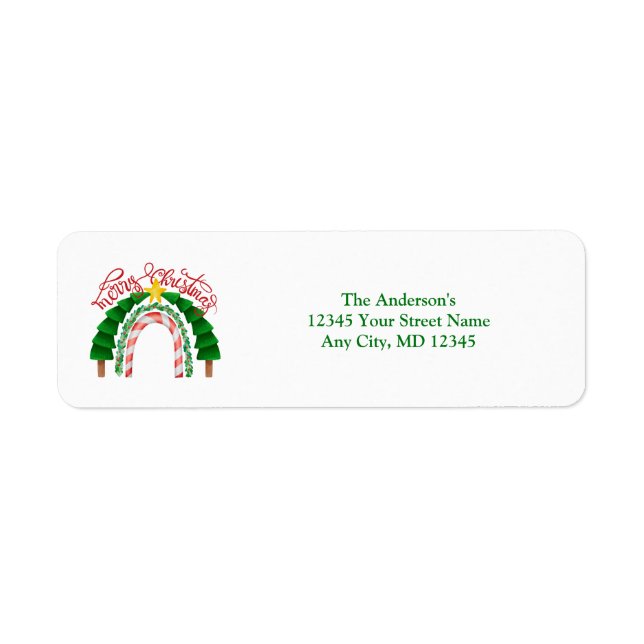  Rainbow  Red Green Christmas Return Address (Front)