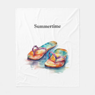 Rainbow Reef Flip Flops, custom Fleece Blanket