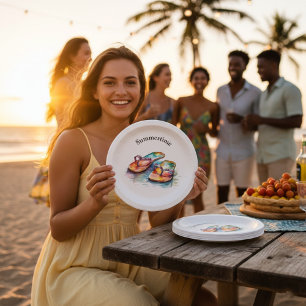 Rainbow Reef Flip Flops, custom Paper Plate