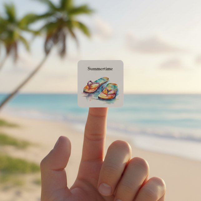 Rainbow Reef Flip Flops, custom Square Sticker (Creator Uploaded)