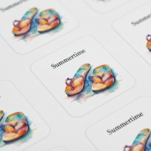 Rainbow Reef Flip Flops, custom Square Sticker