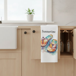 Rainbow Reef Flip Flops, custom Tea Towel